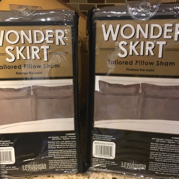 Set of 2, Wonder Skirt Tailored European Pillow Sham in Grey 26" x 26" - Picture 3 of 3